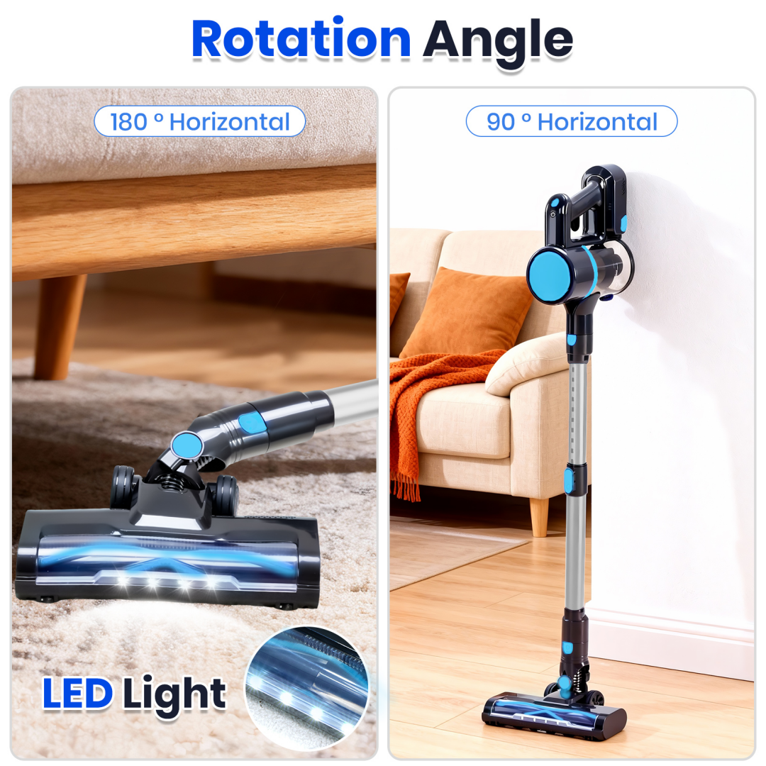Cordless Stick Vacuum Cleaner with LED Light - Blue Silver