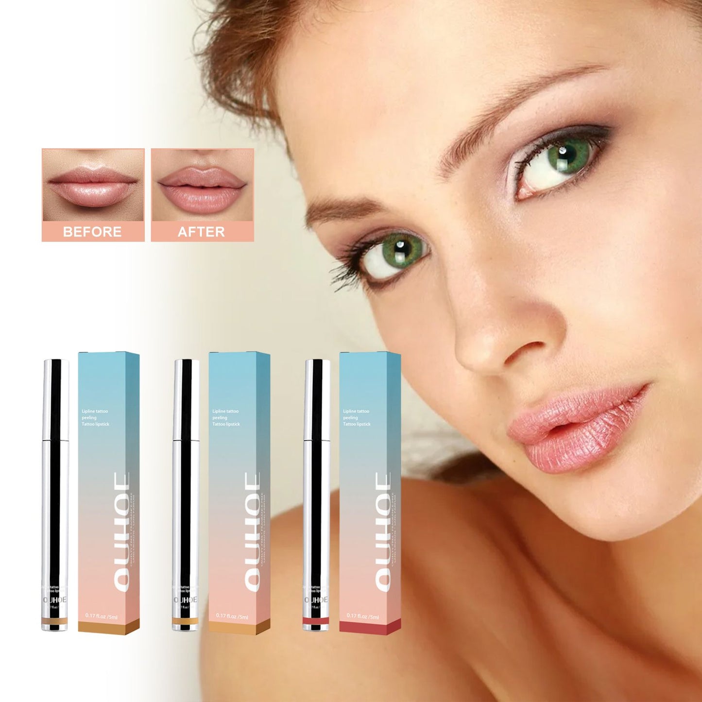 Peel-Off Lip Liner Stain - Long-Lasting Waterproof Lip Color - Dark Brown