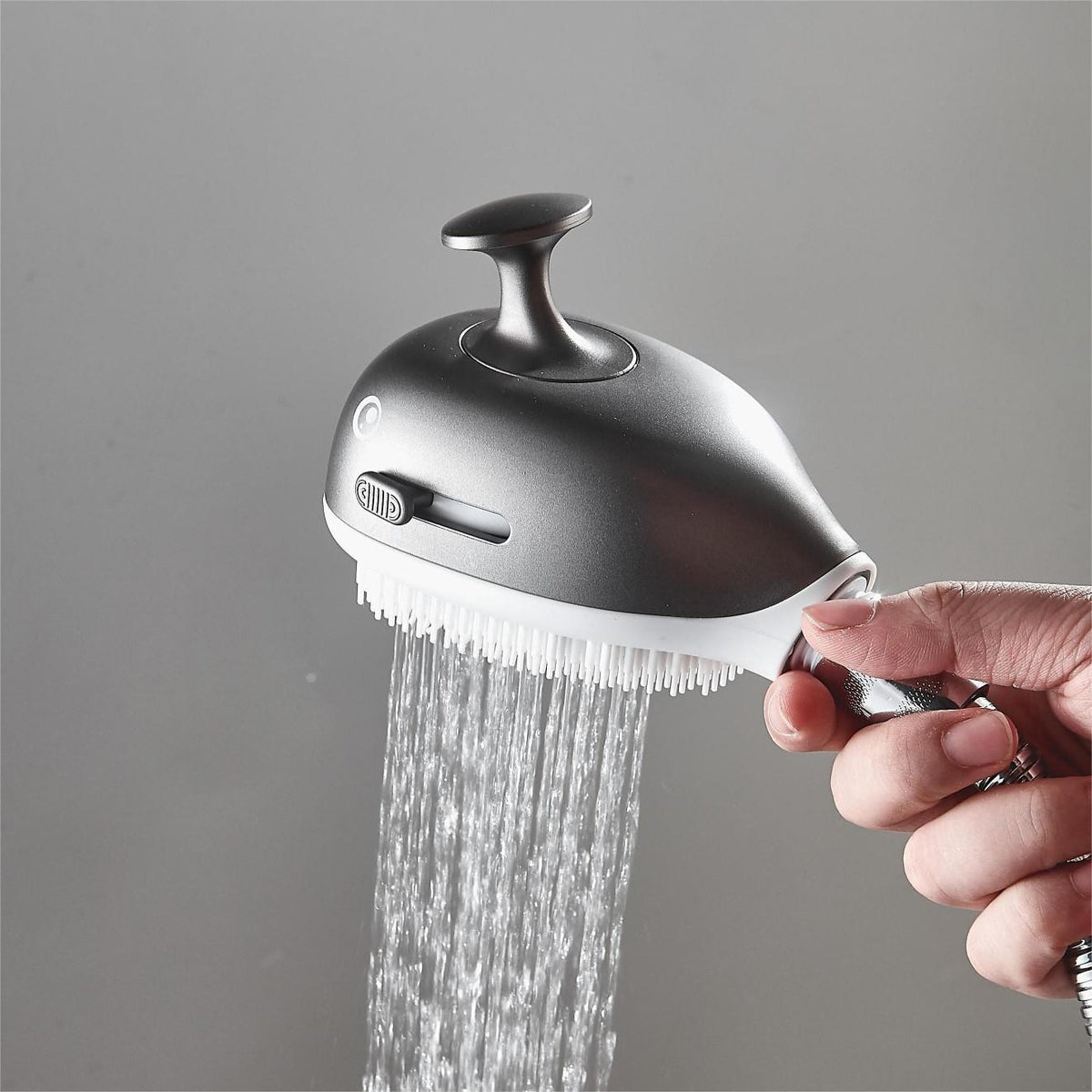 Children's Shower Nozzle with Soft Silicone and Wall Base - Gray