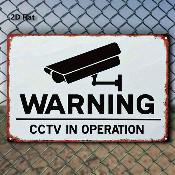 Vintage Surveillance Camera Warning Metal Sign - 8x12 Inch