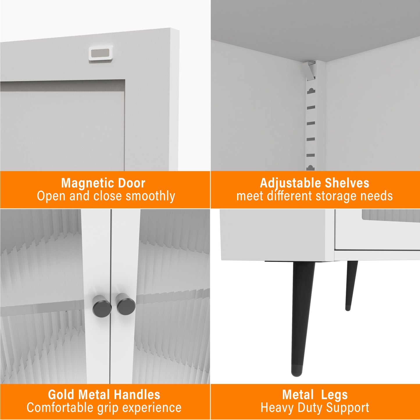 73'' White Metal Corner Storage Cabinet with Adjustable Shelves