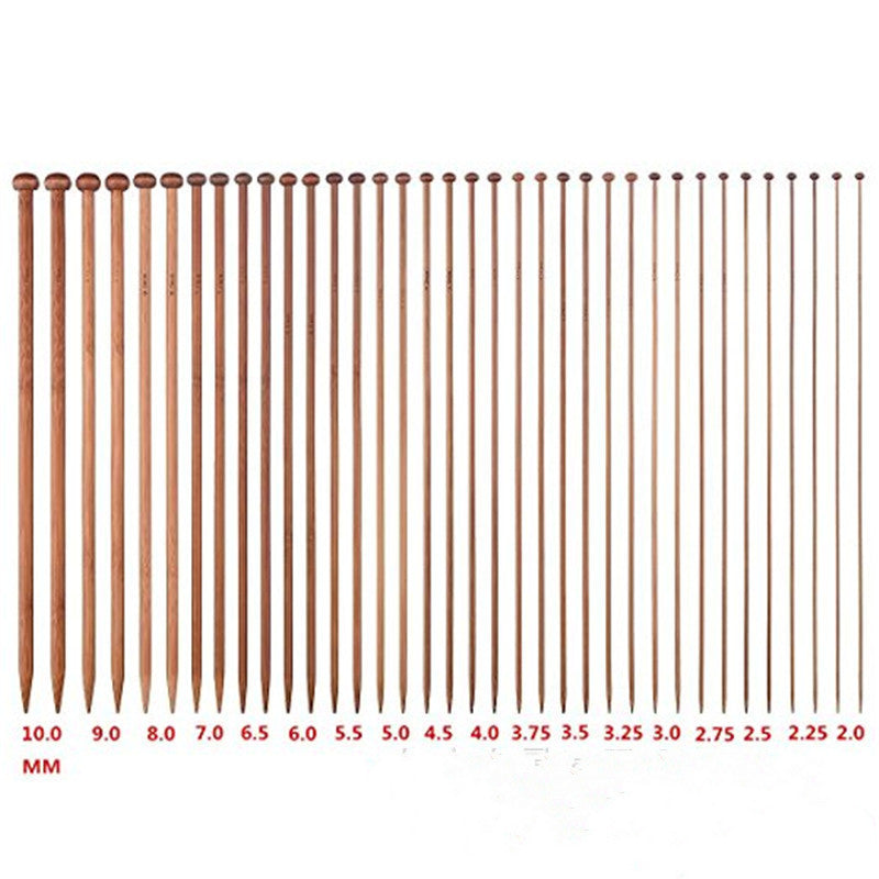 Wooden Knitting Needles Set - Carbonized & Bleached Round Beads, 25cm & 36cm