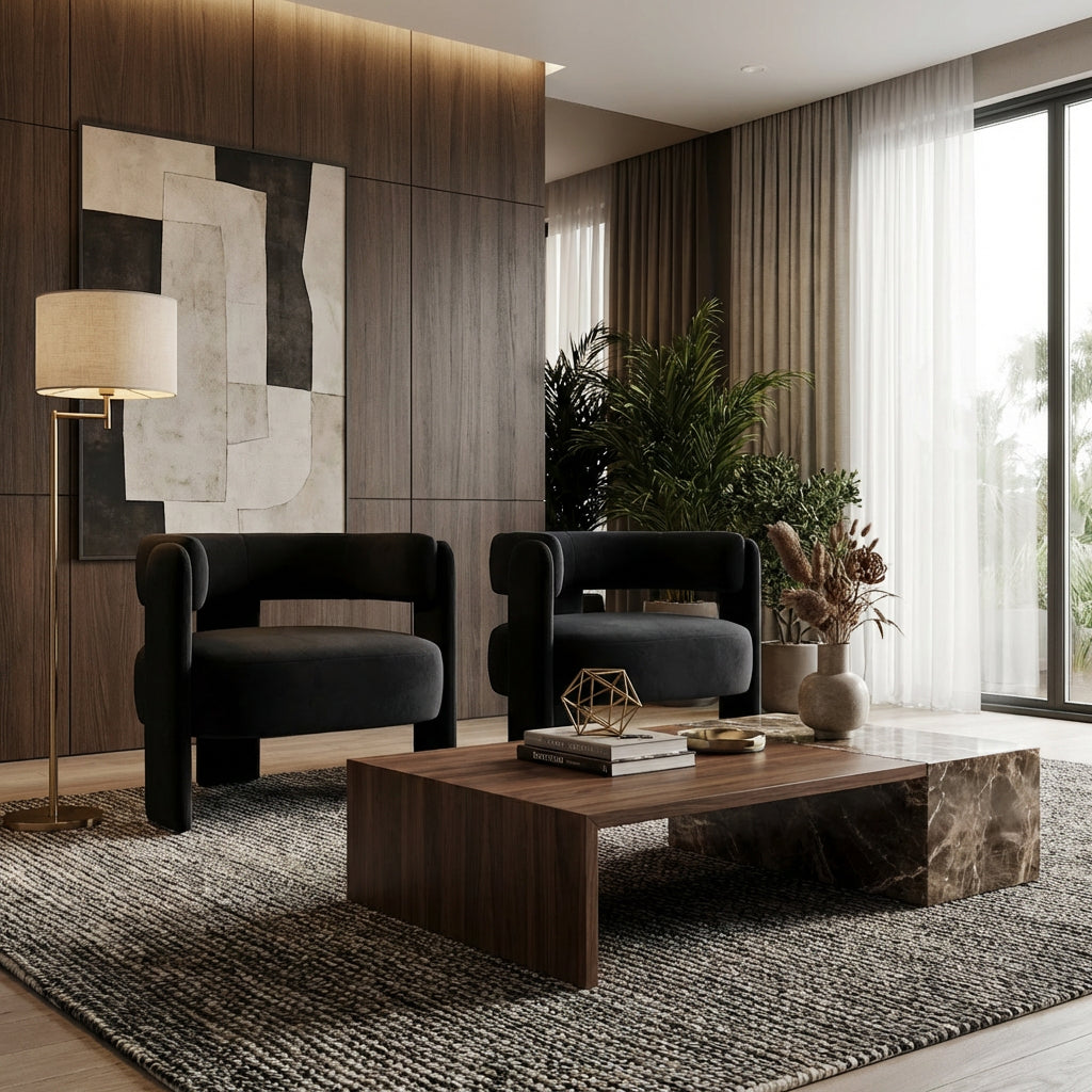 Modern Velvet Accent Chair - Comfy Single Sofa for Living Room