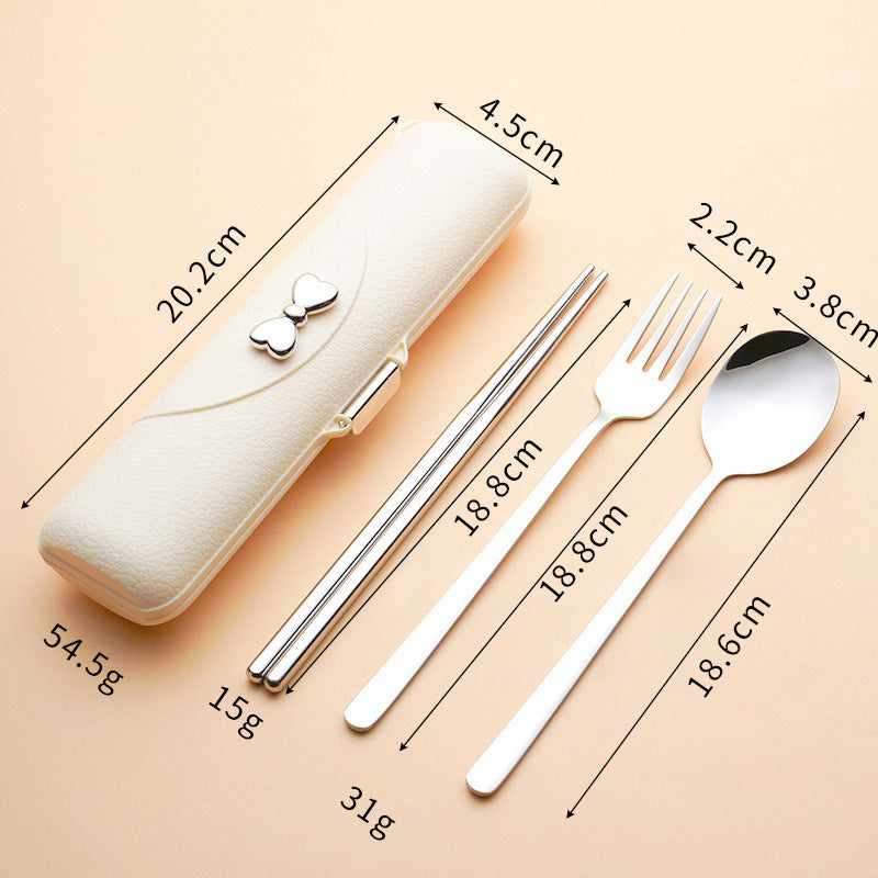 Stainless Steel Portable Tableware Set with Chopsticks, Spoon & Fork