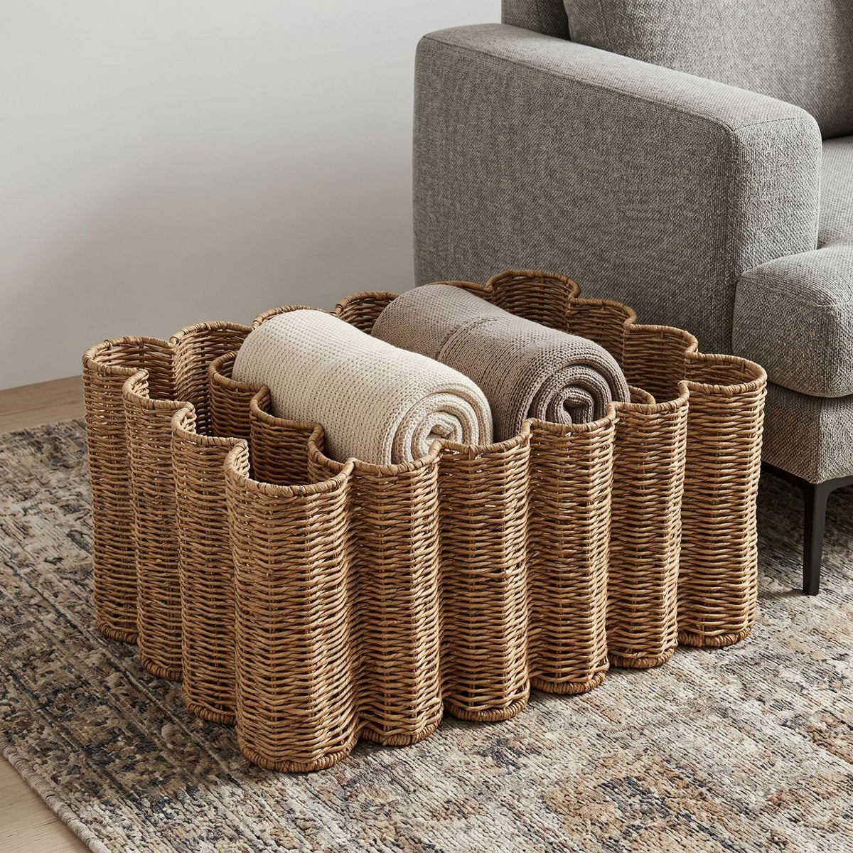 Handwoven Storage Basket for Bathroom & Living Room - Large & Small Sizes