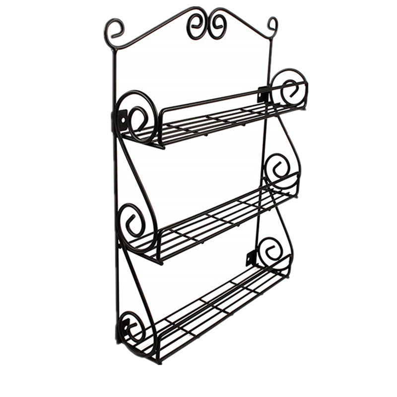 Modern Minimalist Iron Wall Kitchen Storage Rack with 3 Layers