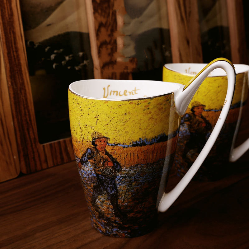 European Retro Style Ceramic Mug with Large Capacity - Multiple Designs