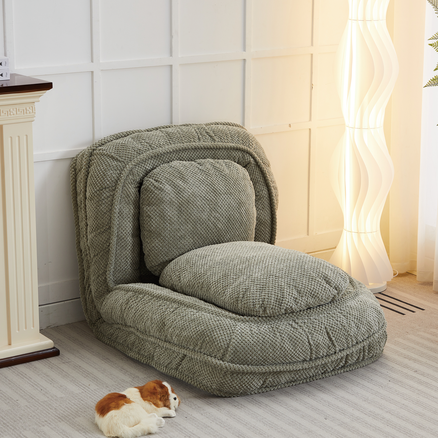Adjustable Human Dog Bed Lazy Sofa Couch with Foldable Seat Green
