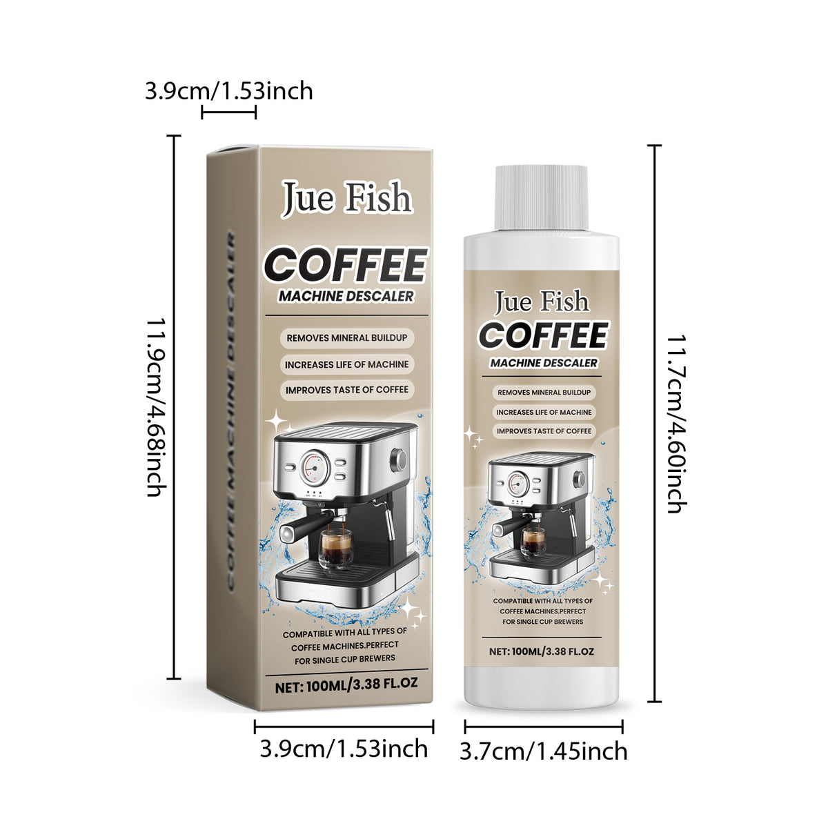 Coffee Machine Descaling Agent 100ml - Oil & Stain Removal, Odor Elimination
