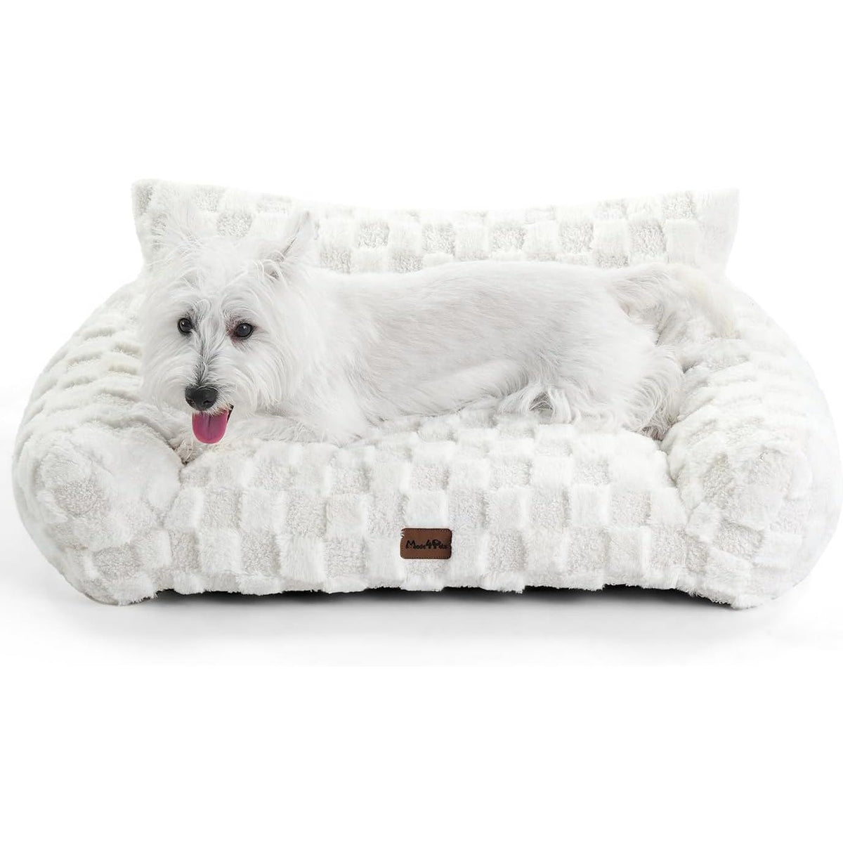 Medium Pet Sofa Bed with Sage Green Plaid Cover - Made4Pets