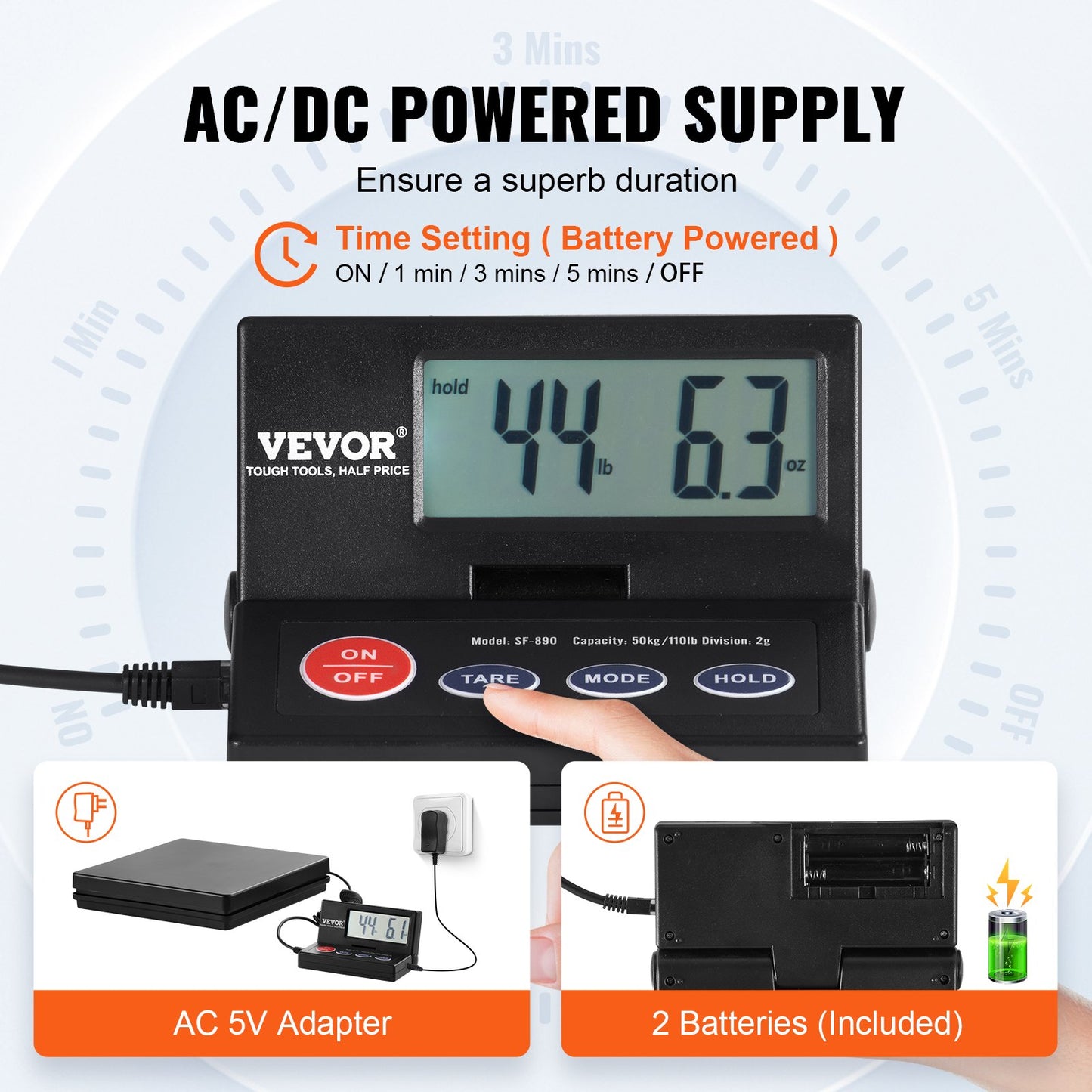 Digital Postal Shipping Scale 110 Lb with Foldable LCD, Tare & Hold Function