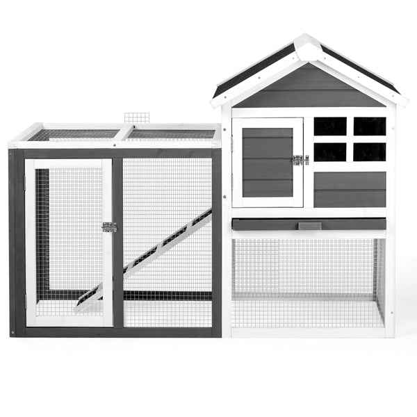 Animal Pet House with Ladder Gray Fir Wood Cage for Small Animals