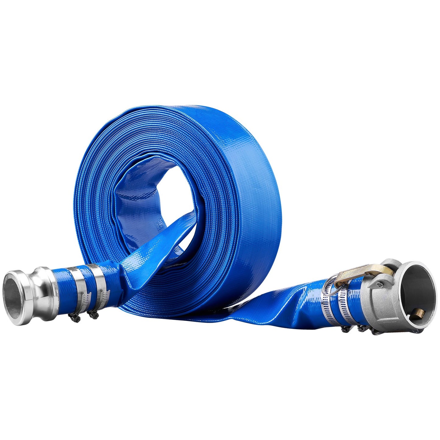 Heavy-Duty 50Ft Pool Backwash Hose with Aluminum Camlock Fittings - Blue