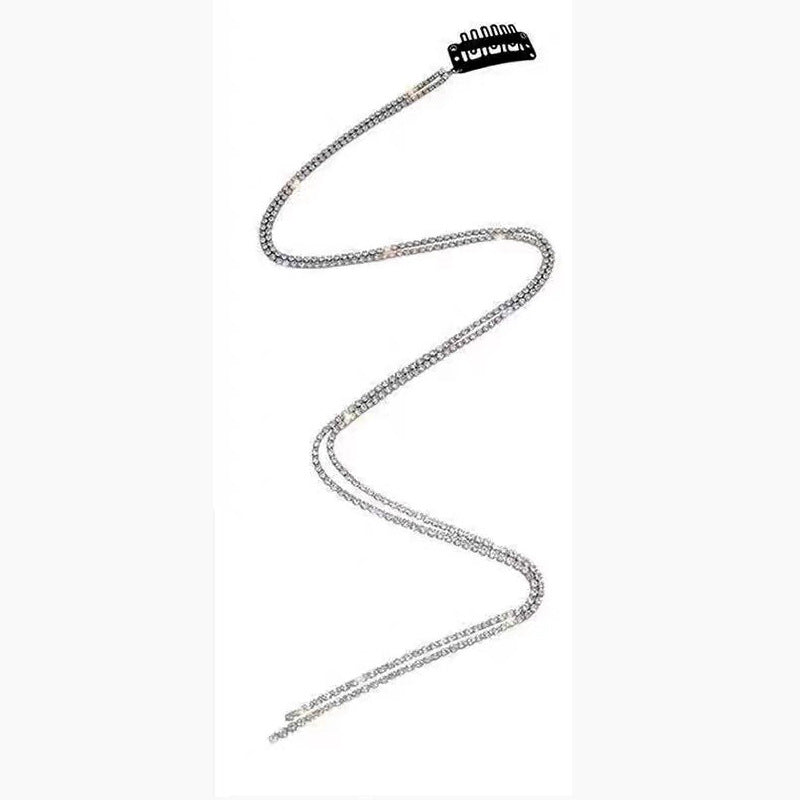 Women's Rhinestone Tassel Hair Chain Hairpin - Geometric Diamond Style