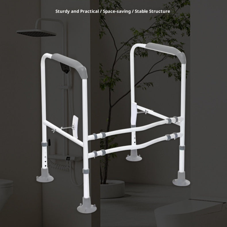 Punch-Free Toilet Armrest Safety Rail with Double Suction Cups - White