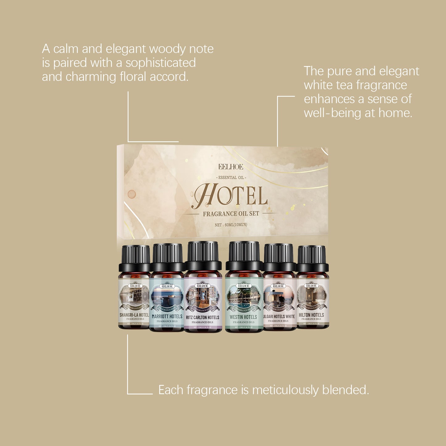 Premium Fragrance Oil Set - 6 Hotel-Inspired Scents for Diffuser & Candle Making
