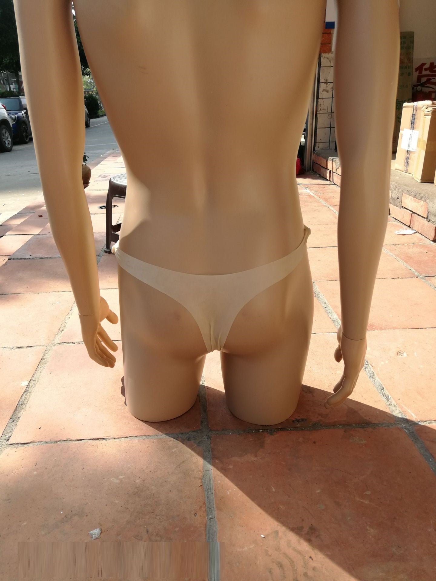 Men's Rubber Latex T-Back Anti-Fluid Support Briefs Yellow Average Size