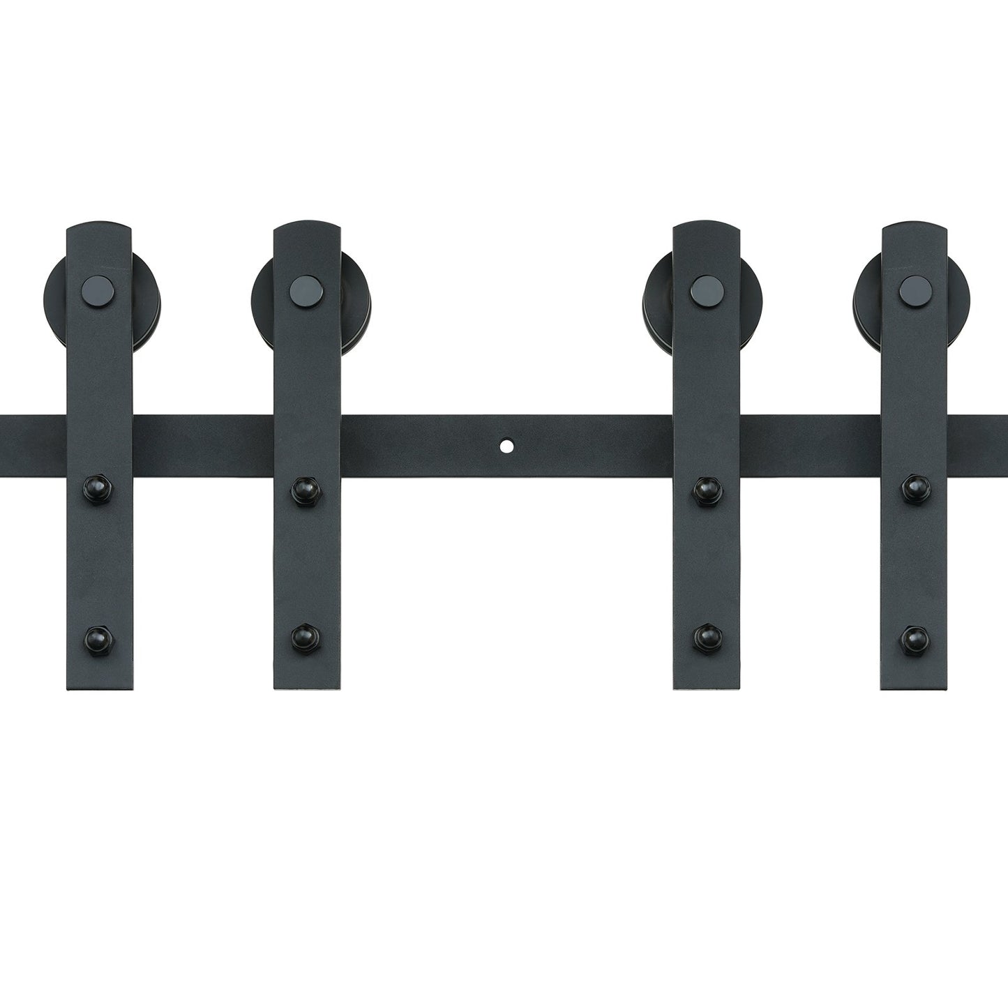 8FT Heavy Duty Sliding Barn Door Hardware Kit for Double Doors - Black
