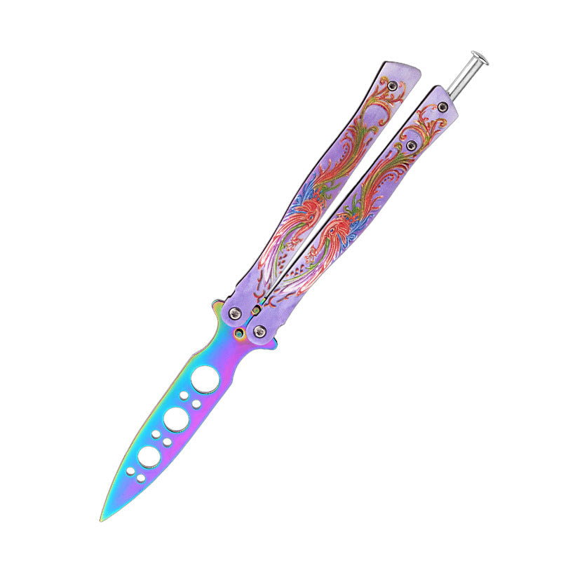 Butterfly Folding Knife Outdoor Training Flail Knife - Full Length 220mm, Stainless Steel, Multiple Colors