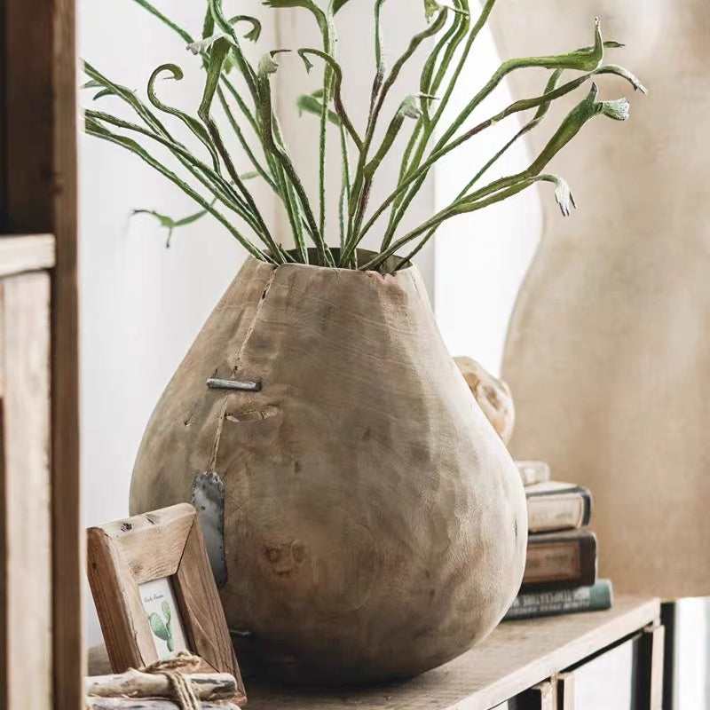 Living Room Floor Vase Stand Decoration Solid Wood Home Accent
