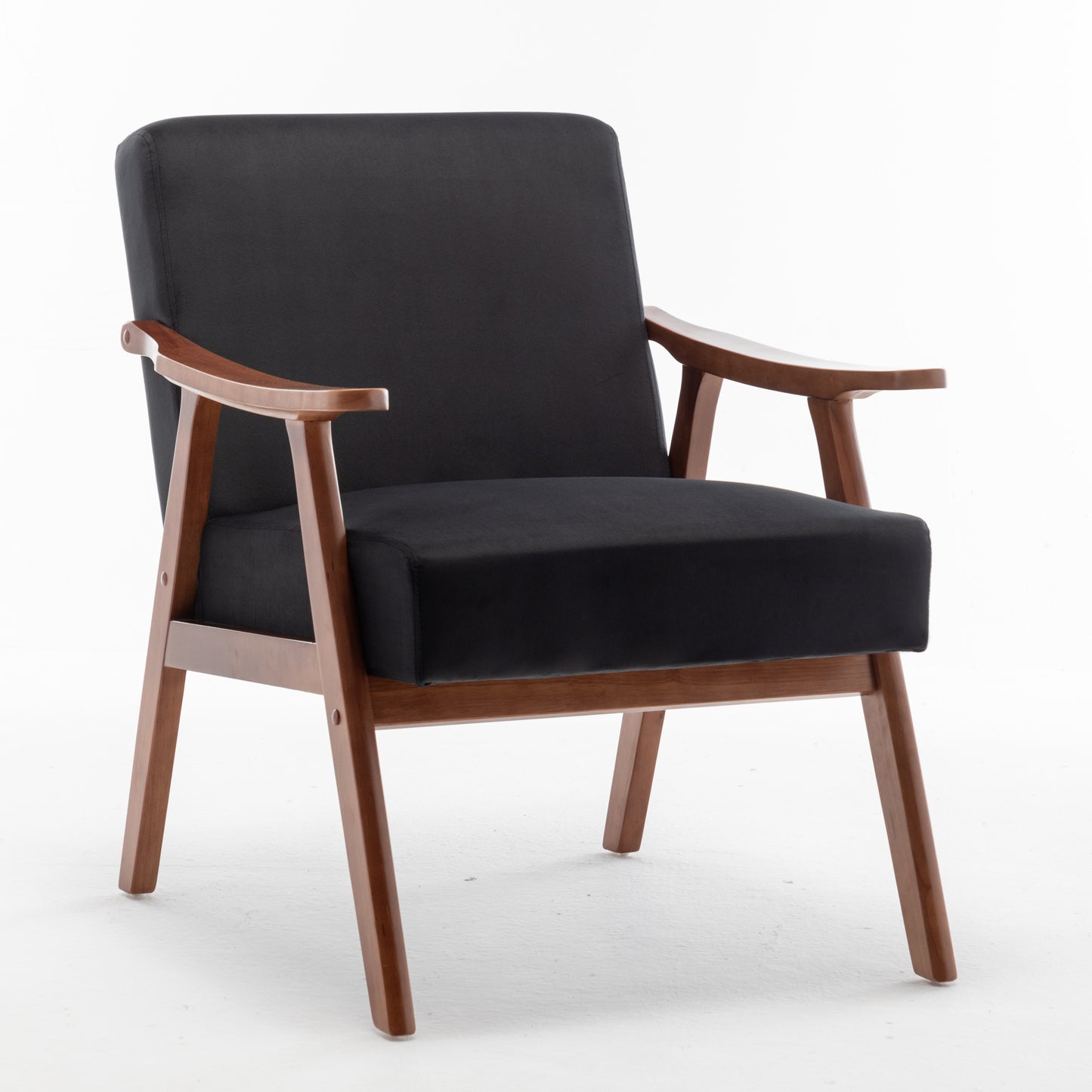 Accent Chair With Velvet Upholstery And Solid Wood Frame, Classic