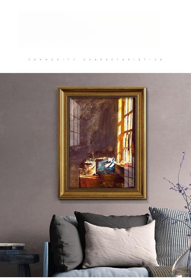 European American Style Decorative Oil Painting with Gold Frame - Landscape or Character