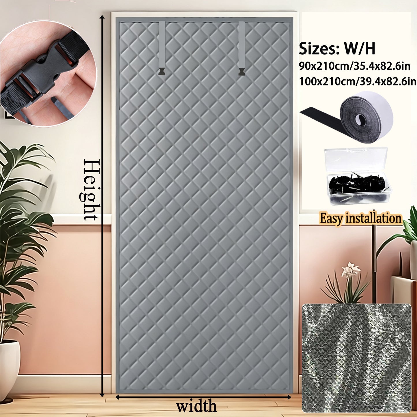 Magnetic Thermal Insulated Door Curtain - Windproof Privacy Light Blocker for Home Garage Shop
