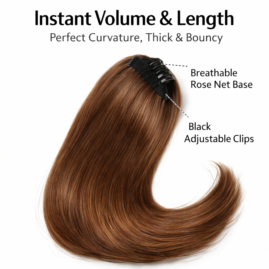 Long Straight Ponytail Extension - Drawstring Ombre Brown Hairpiece
