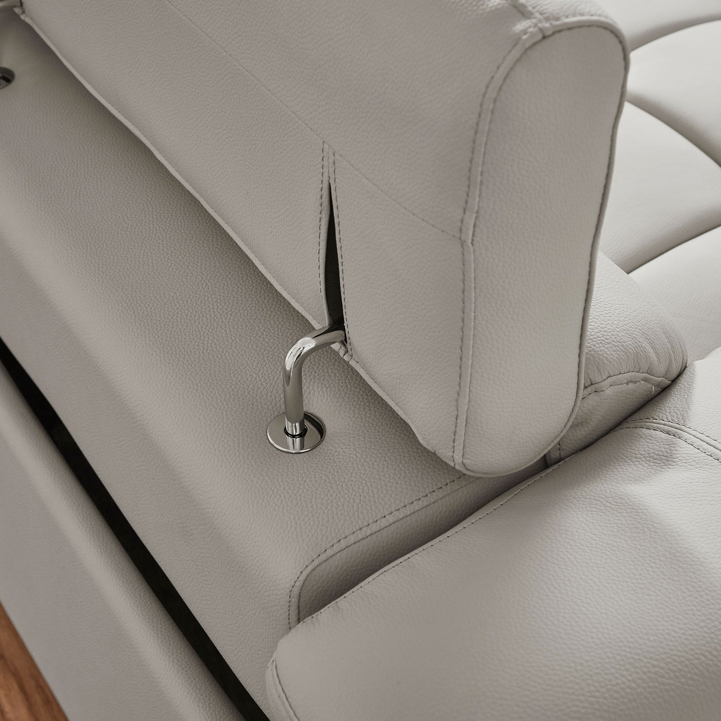 Modern 4-Seater Reclining Sofa - Light Grey Genuine Leather