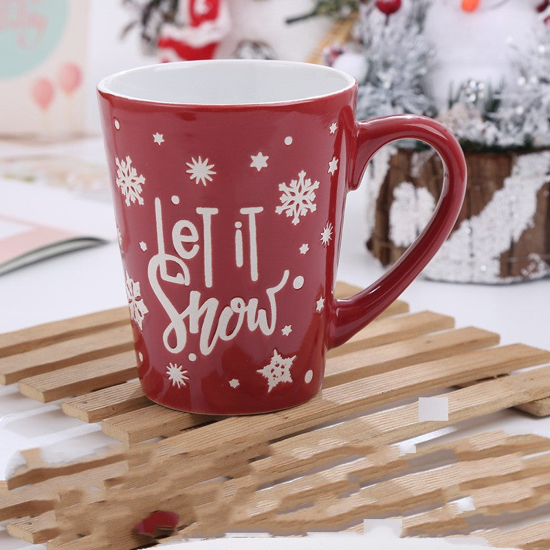 Christmas Cartoon Snowman Santa Ceramic Mug - Holiday Gift Drinkware