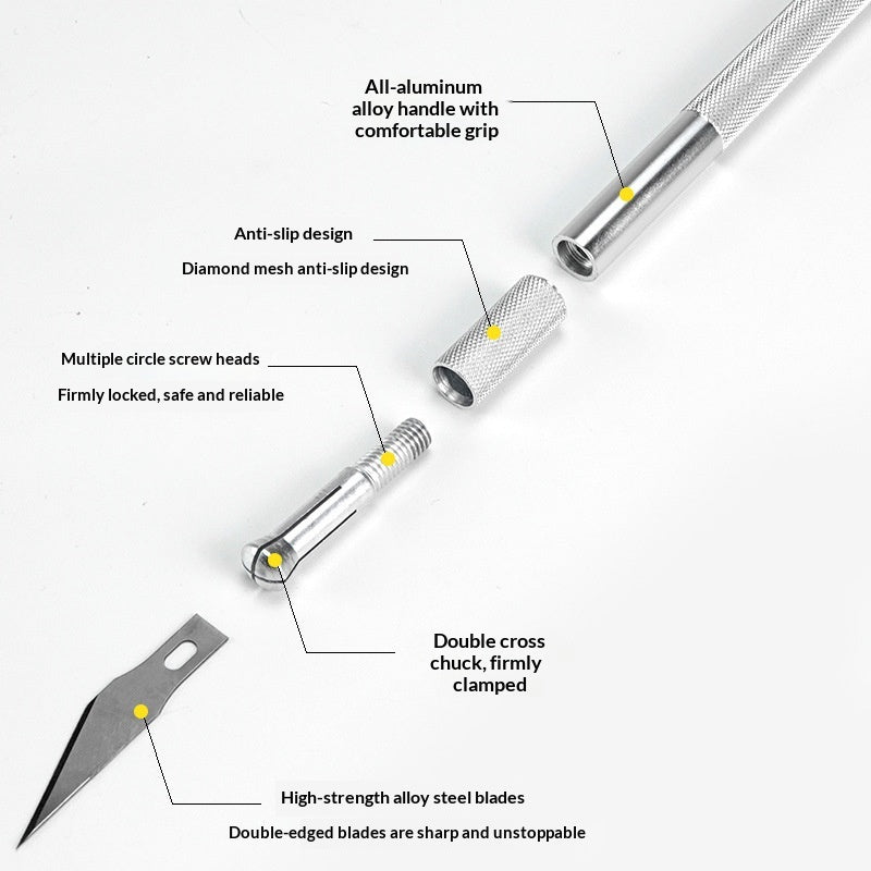 13-Piece Aluminum Alloy Carving Knife Set with Steel & Handle Options