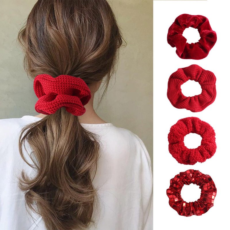 Women Hair Scrunchies Velvet Solid Color Hair Bands for Girls Ponytail Holders