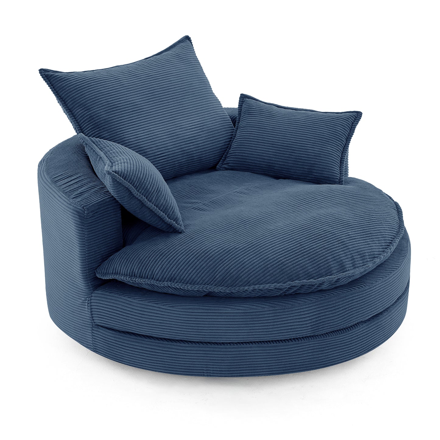360° Swivel Accent Chair with Dual-Layer Cushion - Blue