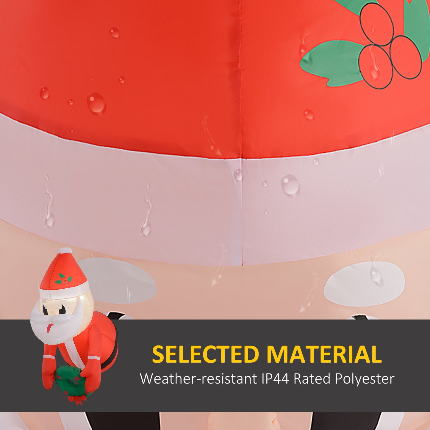 Inflatable Santa Claus Holding Wreath with LED Lights - 18.1"
