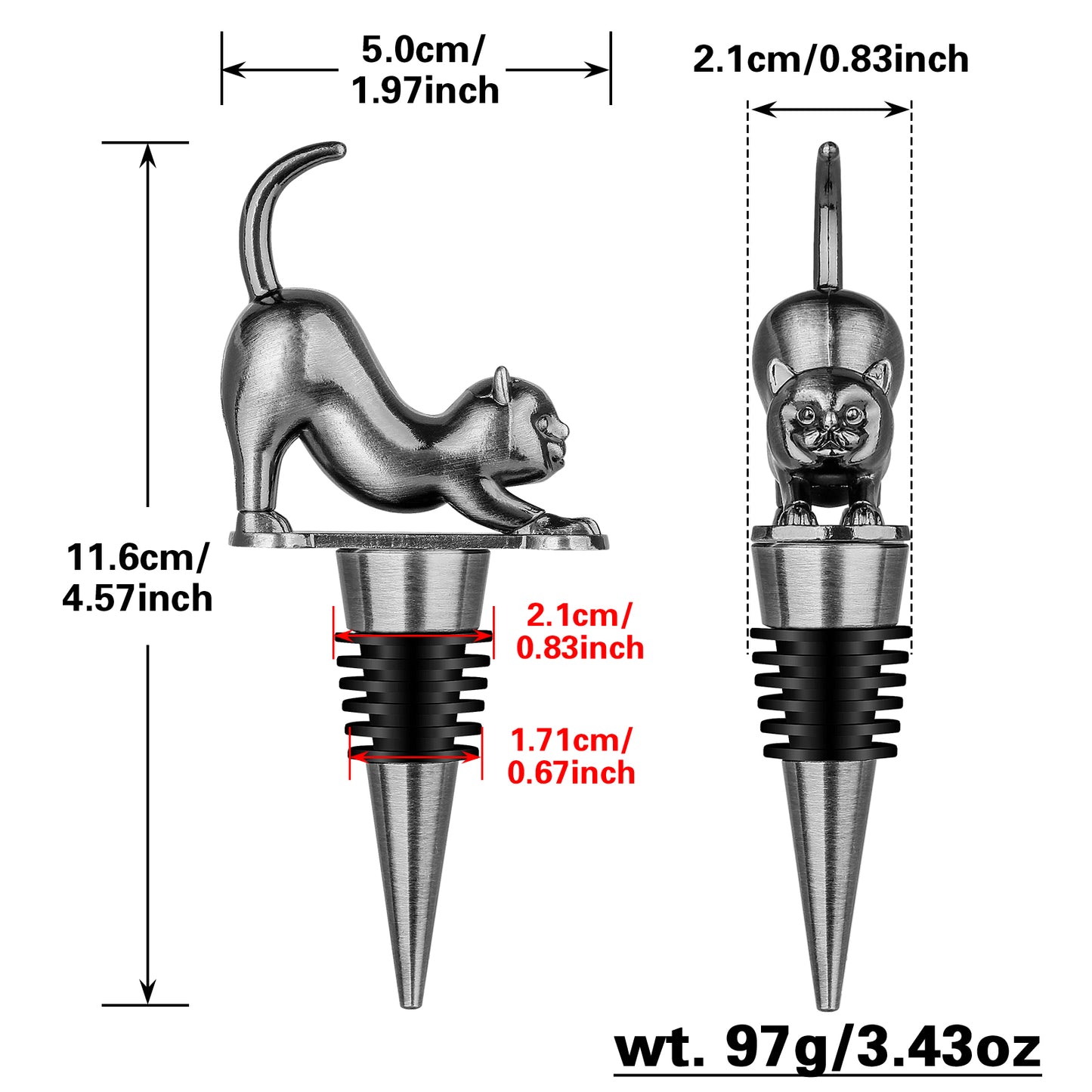 Elegant Cat-Shaped Wine Stopper Set - Gift Boxed High-End Accessories