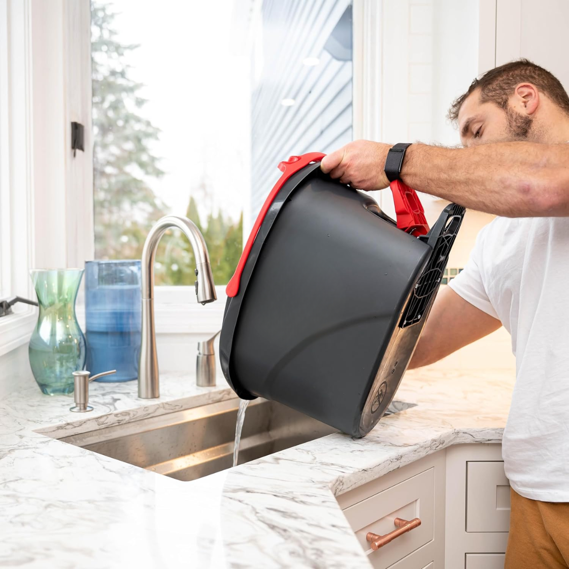 EasyWring Microfiber Spin Mop Bucket Cleaning System - Red Gray