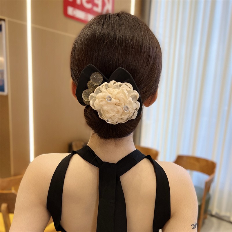 Women's Flower Hairpin with Bow - Tulle