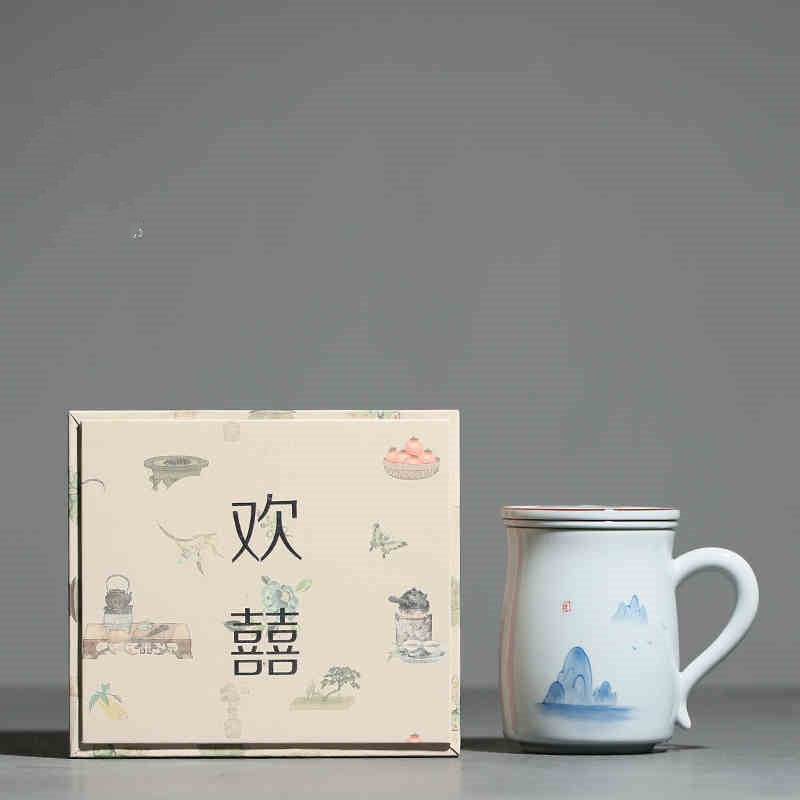 Retro Hand-Painted Landscape Ceramic Water Cup - Under Glaze Drinkware