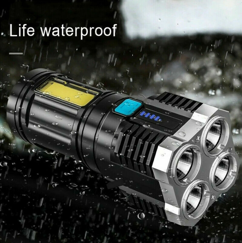 Rechargeable Tactical LED Flashlight with 4 Modes, Waterproof 500m Beam