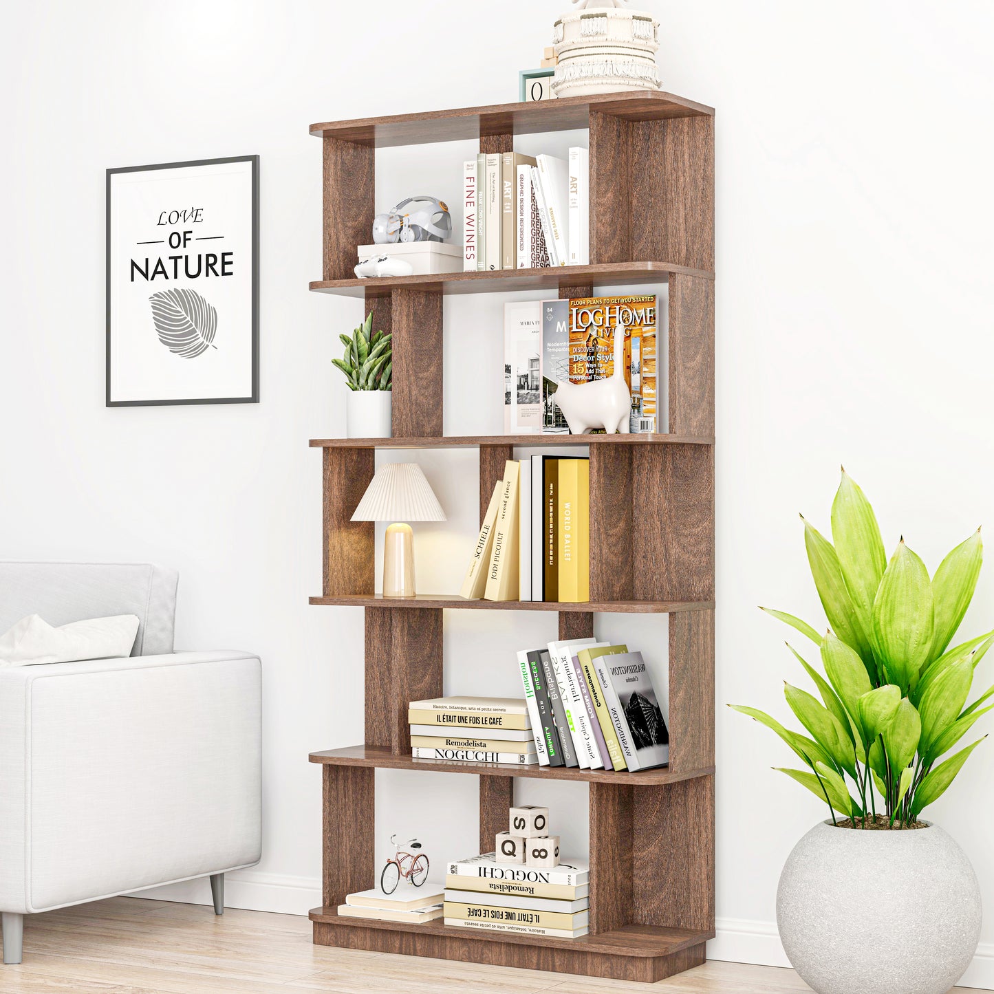 31.5L X 64.56H Free Combination Bookshelf Modern 5-Tier Open Storage