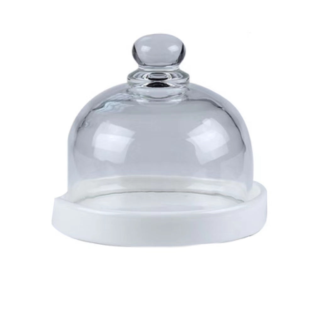 Ceramic Dessert Dish with Lid Set - Nordic Style, Multiple Colors