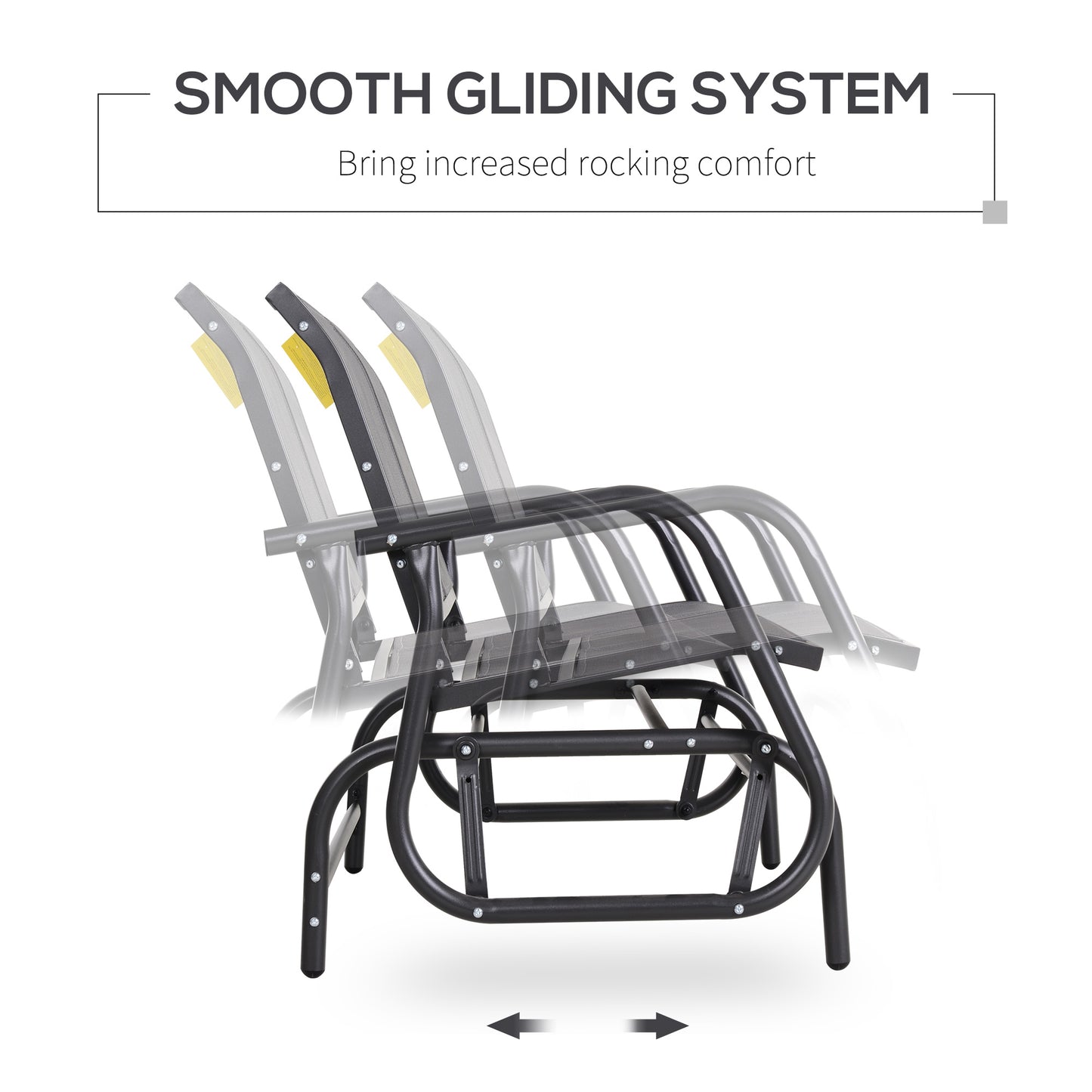 2-Person Outdoor Glider Bench Rocking Chair - Grey