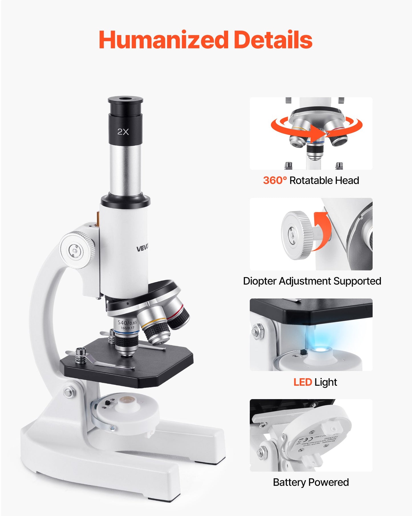 Professional Monocular Microscope Kit - 40-2000X Magnification