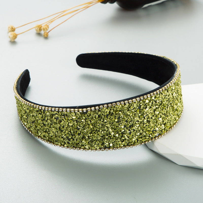 Elegant Rhinestone Wide-Brim Hair Band - Korean Style Hair Accessory