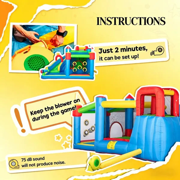 Inflatable Bounce House with Inflator - Large Kids Play Area