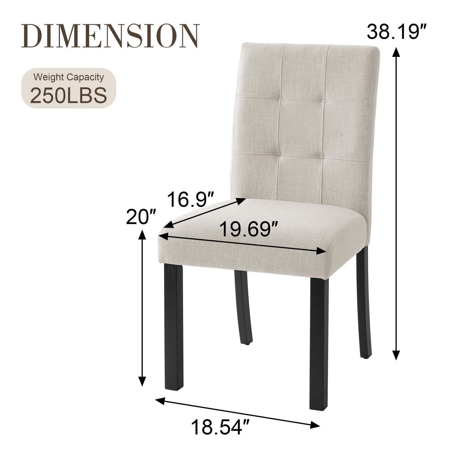 4 Piece Modern Tufted Dining Chair, Rustic Linen Upholstered With