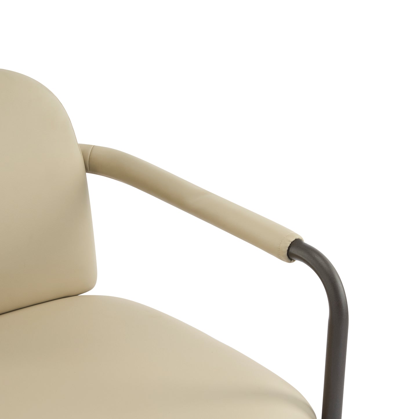 Set of 2 Dining Chairs with Iron Frame - Espresso & Khaki