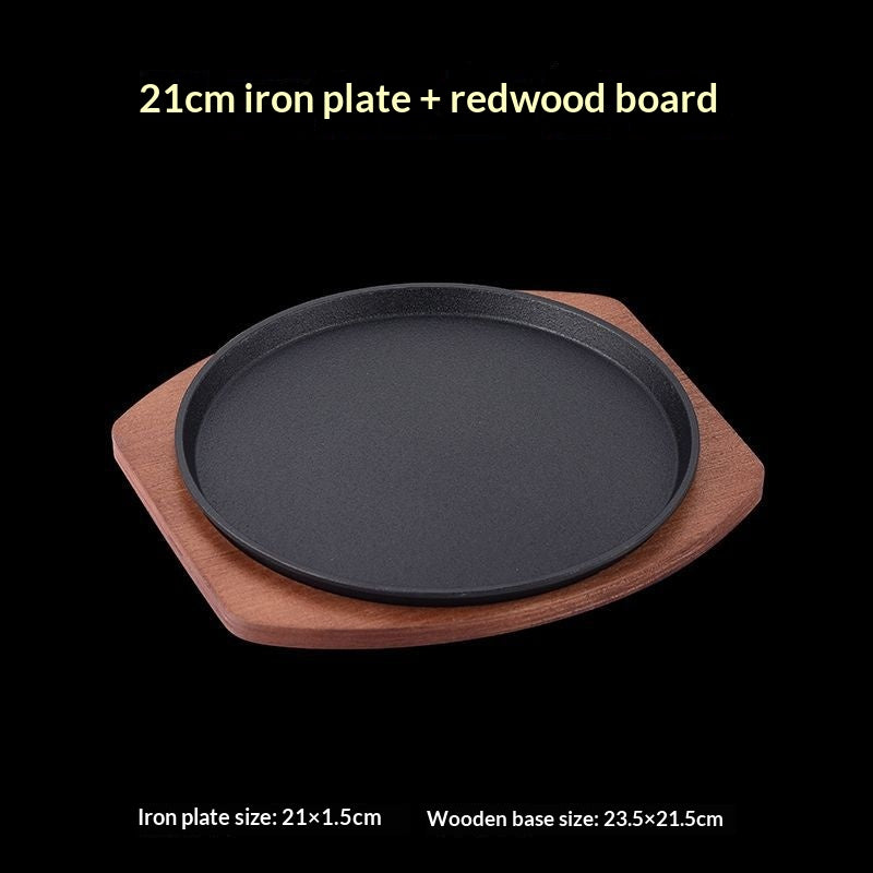 Cast Iron Teppanyaki Grill Pan for Outdoor Barbecue, Round Commercial Cooking