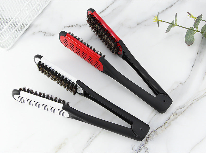 Hairdressing Clamp Comb for Hair Styling - V-Shaped Bristle Comb in Multiple Colors