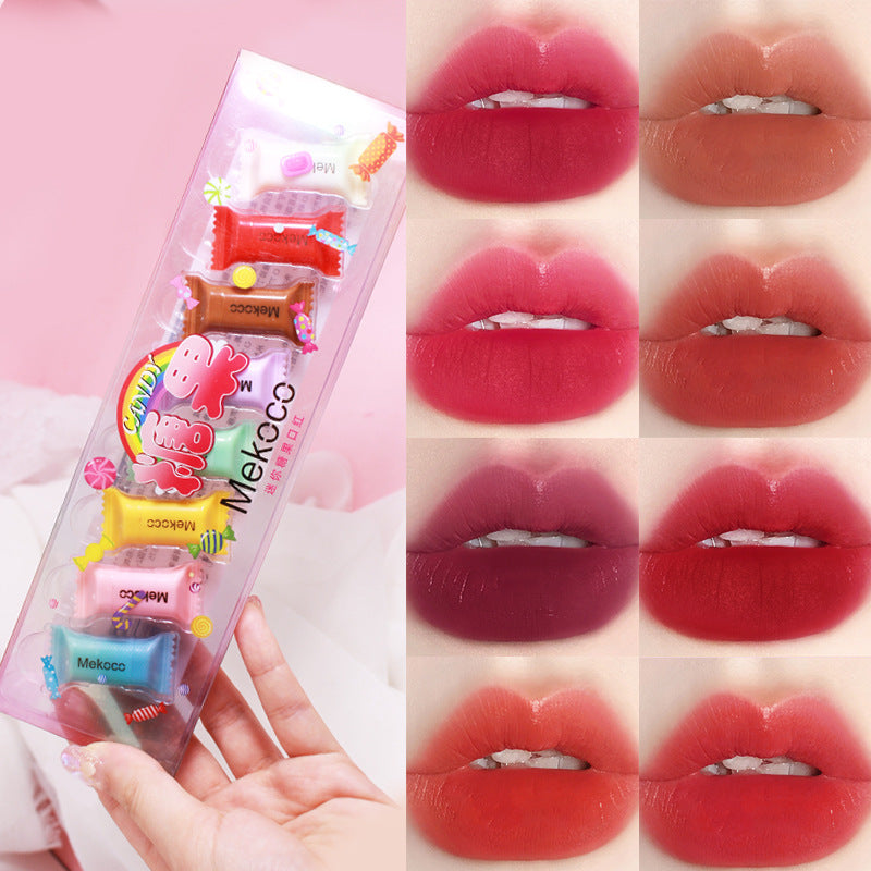 Mini Candy Lipstick Set - 8 Colors Portable Makeup for Girly & Student Looks